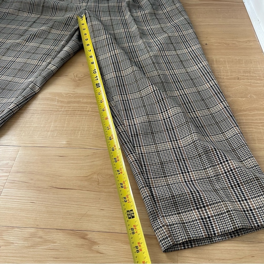 NWT Ann Taylor Loft XL Brown Plaid Pleated Pull-On Tapered Cropped Pants - Picture 10 of 11